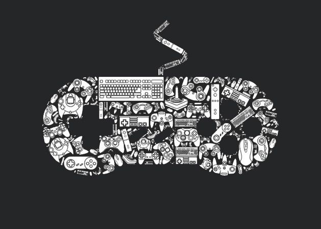 NES controller made of a lot of gaming controllers including mice and keyboards